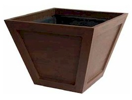 Maceta vivero cónica de fibra de vidrio imitación madera para exterior